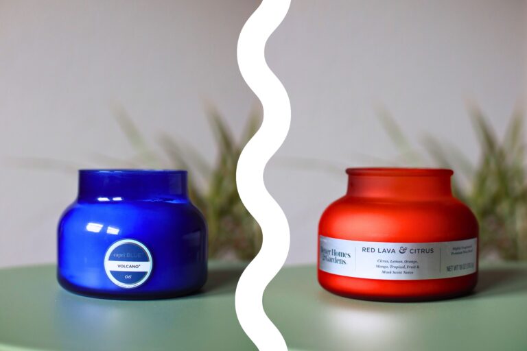 side-by-side-of-capri-blue-volcano-candle-with-walmart-red-lava-and-citrus-candle