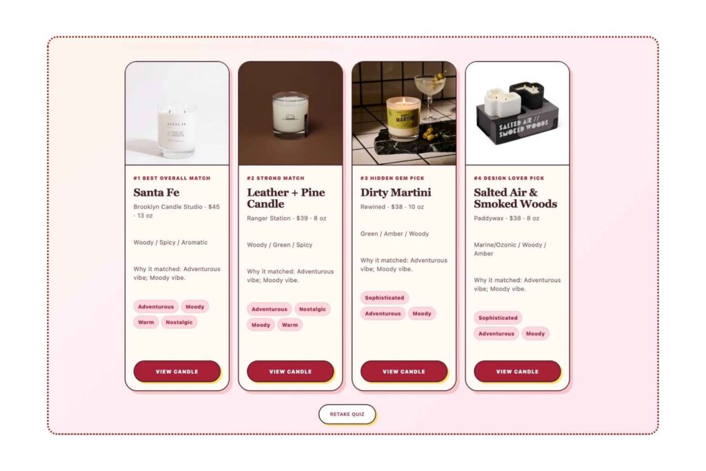 Candle quiz results.